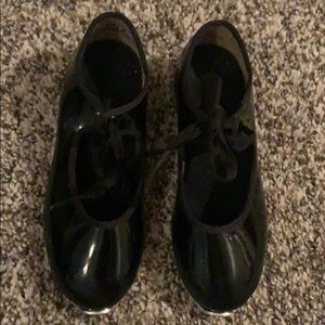 Black Patent Tap Shoes with Bow